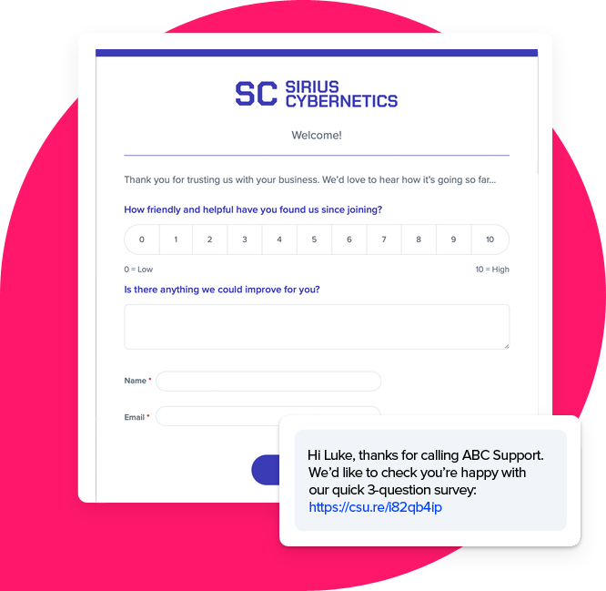 Survey and text message