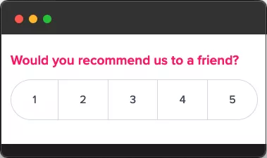 CustomerSure survey question asking NPS on a 1-5 scale